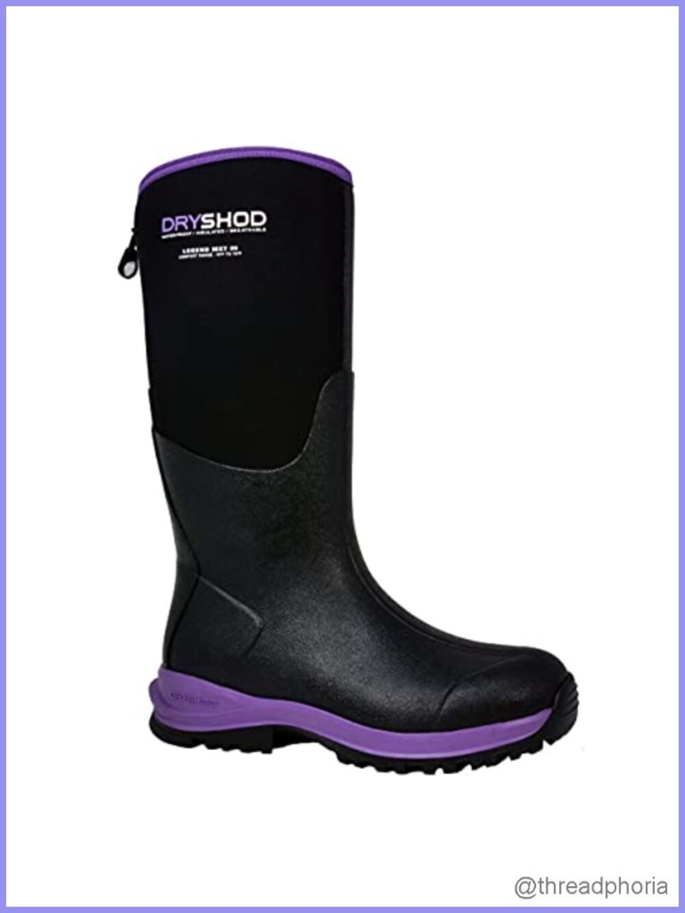 Waterproof Rubber Knee High Pull On Rain Snow Boots Insulated